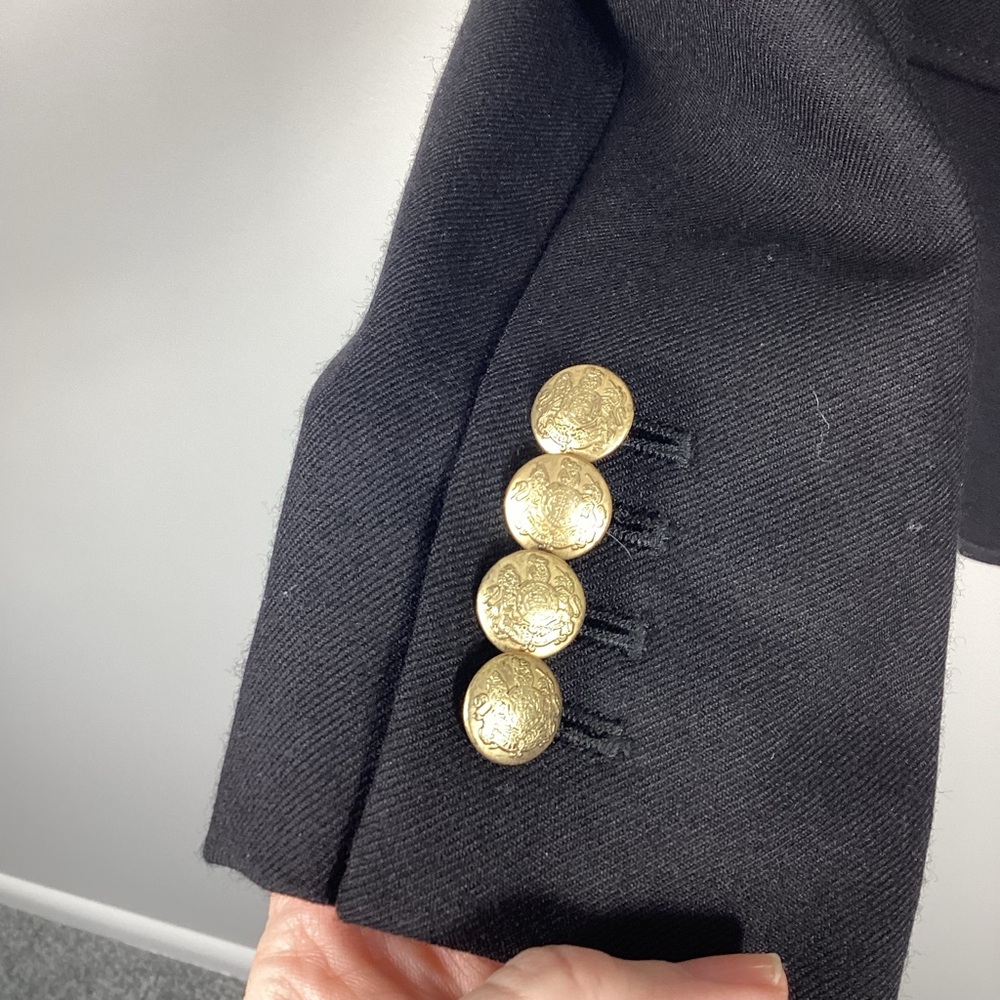 J. Crew SchoolBoy Black Blazer Jacket Gold Buttons Women’s Size 2 Academia Work - Picture 3 of 15